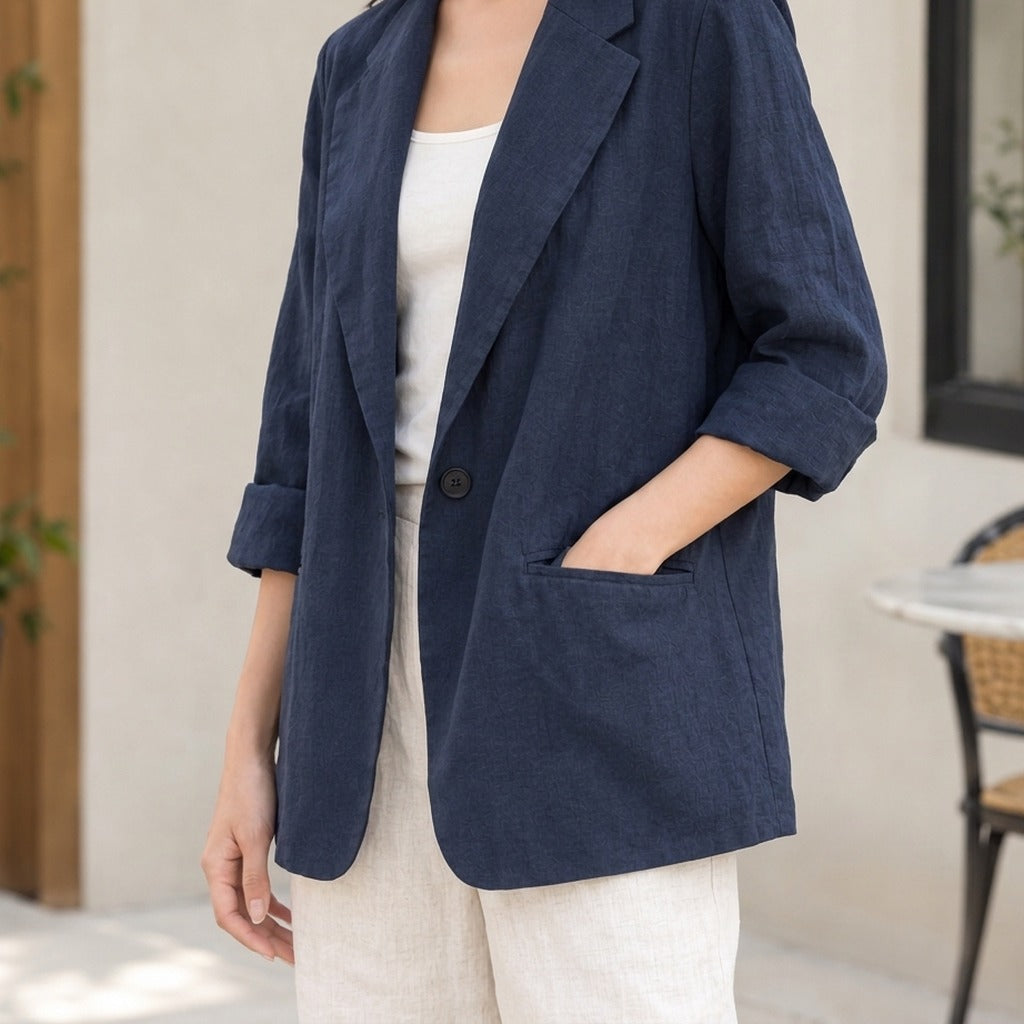 Amaryllis Relaxed Linen Blazer - Lead Product Detail