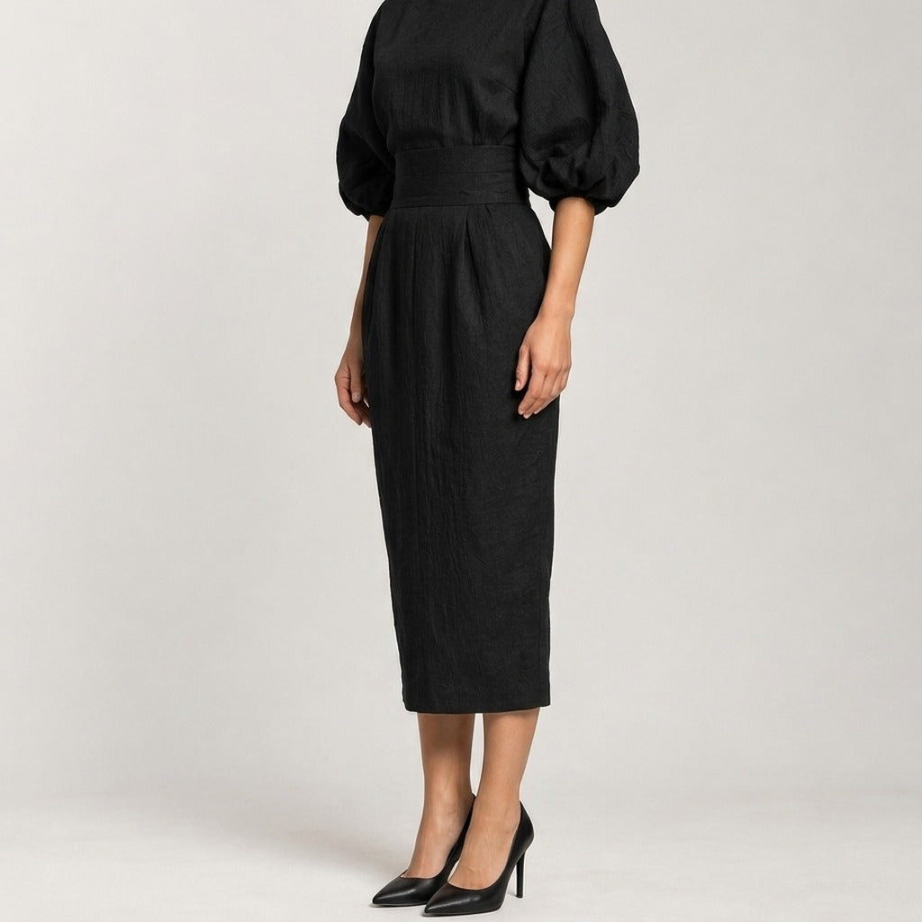 Anke Pleated Midi Dress - Lead Product Detail
