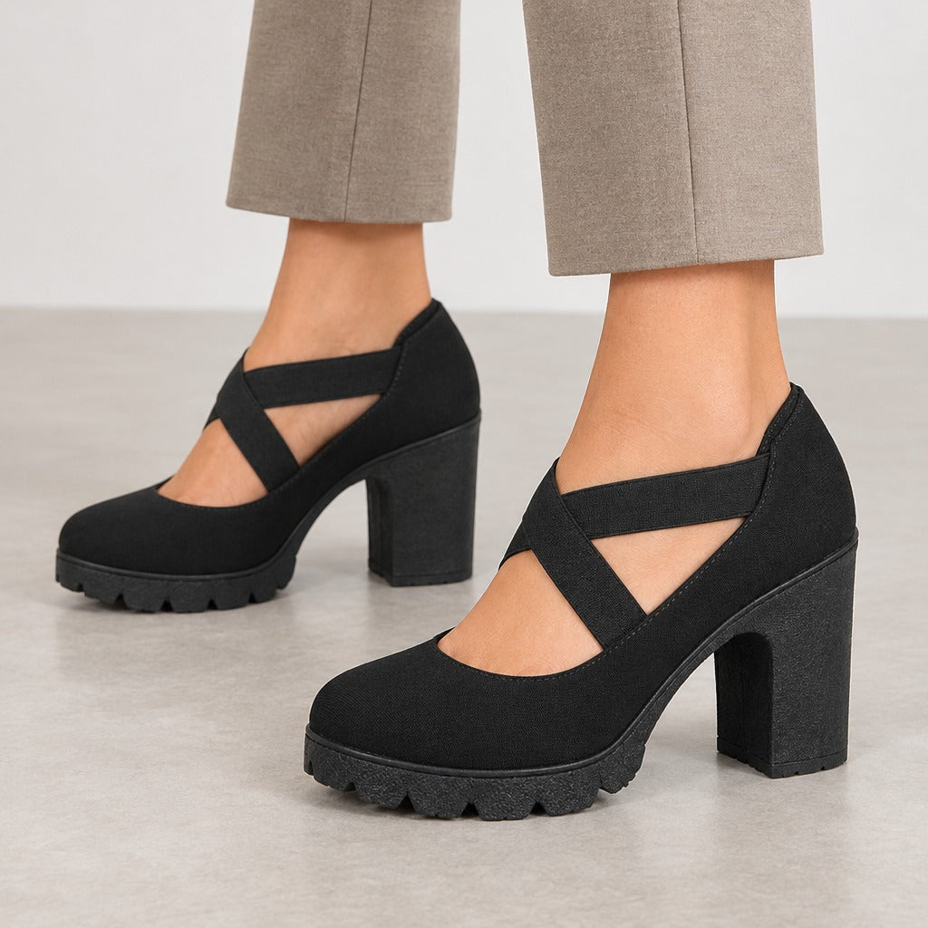 Birte Cross Strap Heels - Lead Product Detail