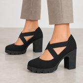 Birte Cross Strap Heels - Lead Product Detail