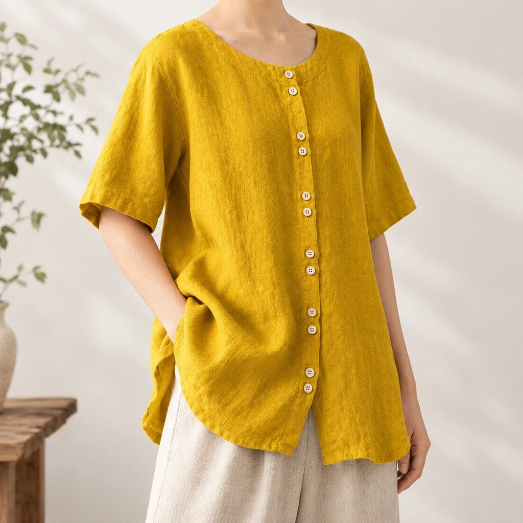 Borghild Button Front Top - Lead Product Detail