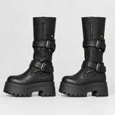 Elda Buckle Platform Boots - Lead Product Detail