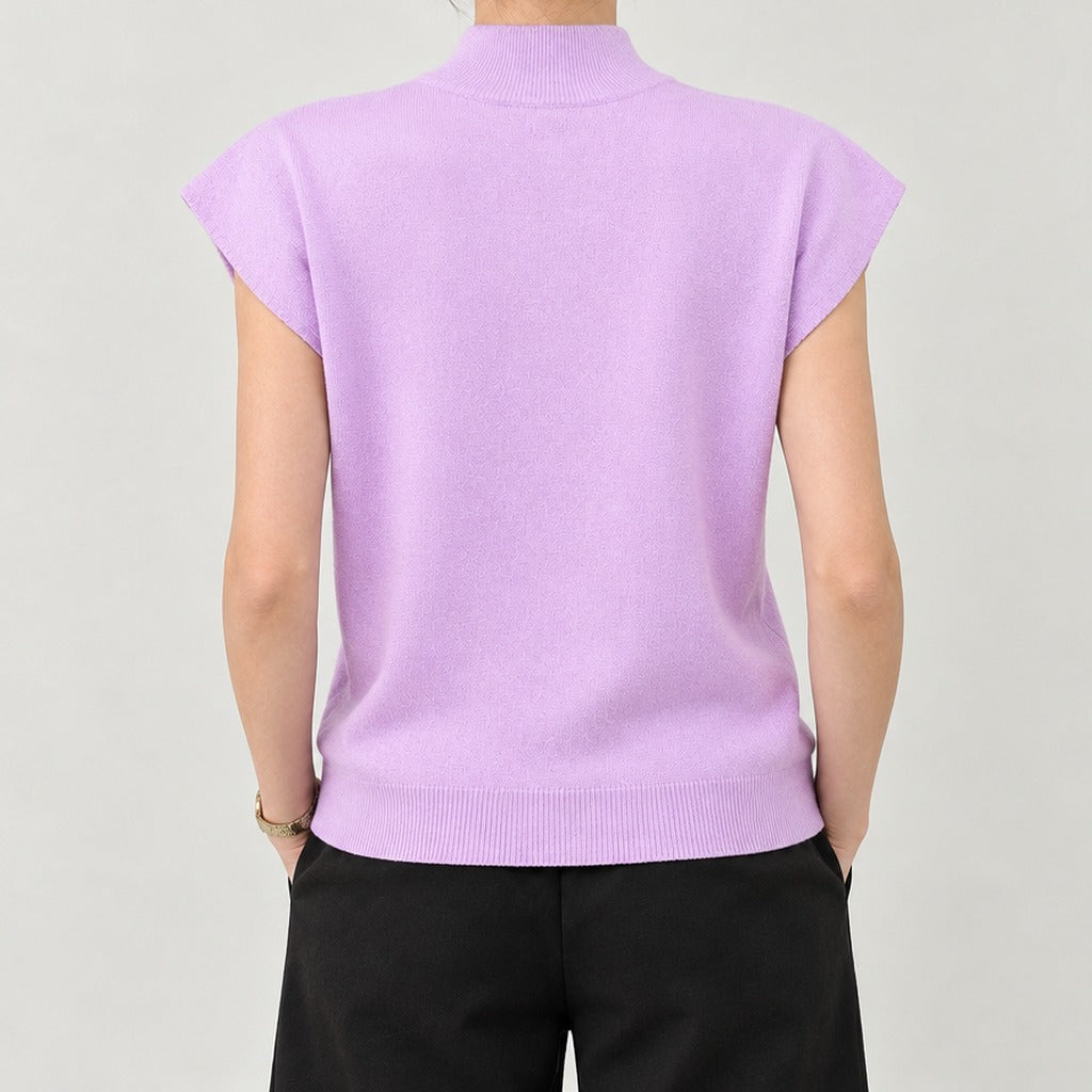 Elettra Mock Neck Top - Lead Product Detail