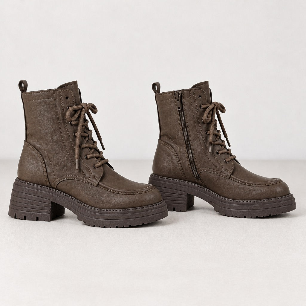 Femke Lace Up Ankle Boots - Lead Product Detail
