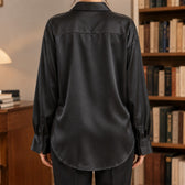 Francien Draped Satin Shirt - Lead Product Detail