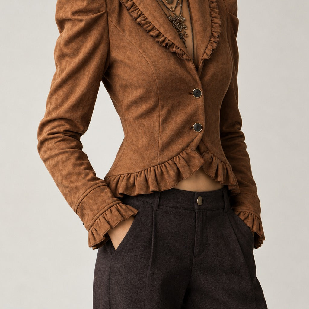 Greetje Ruffle Cropped Jacket - Lead Product Detail