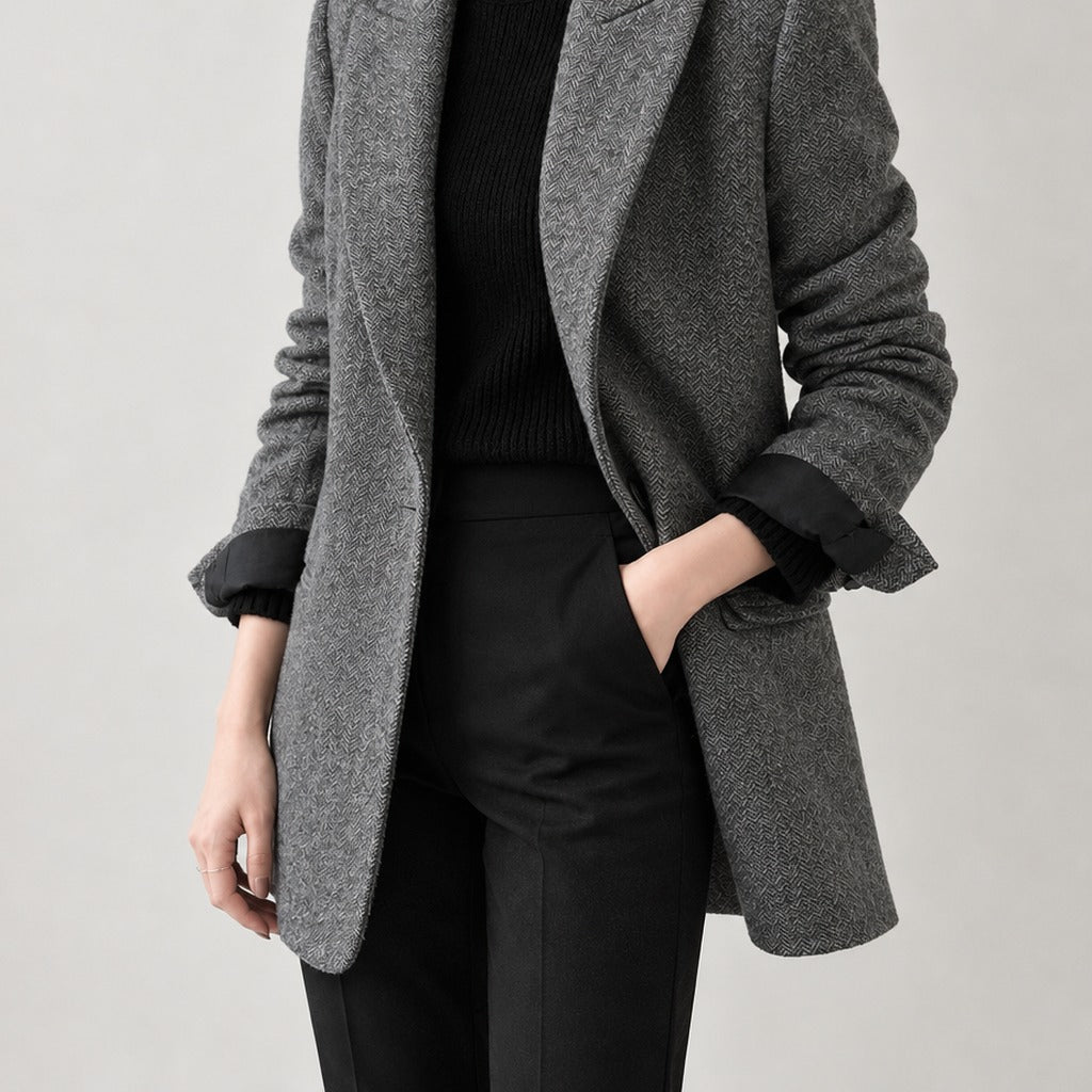 Gretha Herringbone Jacket - Lead Product Detail