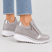 Gunnhild Zip Wedge Sneakers - Lead Product Detail