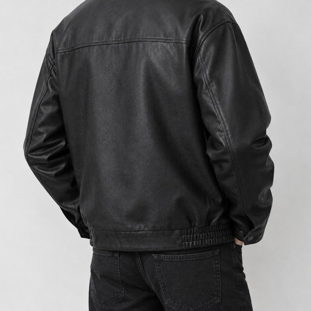 Evald Leather Look Jacket - Lead Product Detail