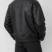 Evald Leather Look Jacket - Lead Product Detail