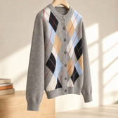 Justina Argyle Wool Cardigan - Lead Product Detail