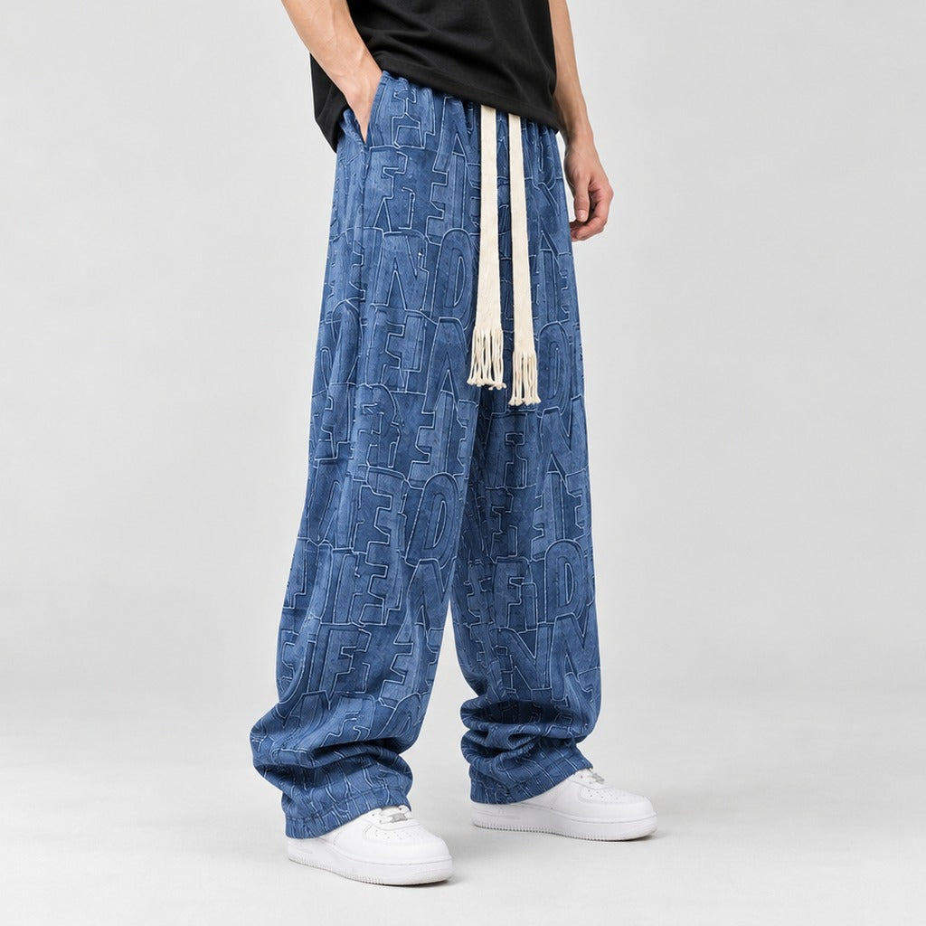 Folke Letter Print Pants - Lead Product Detail
