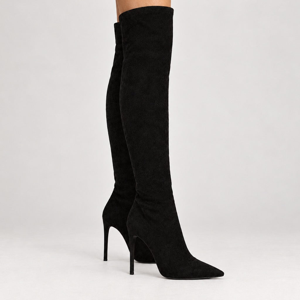 Micheline Suede Stiletto Boots - Lead Product Detail