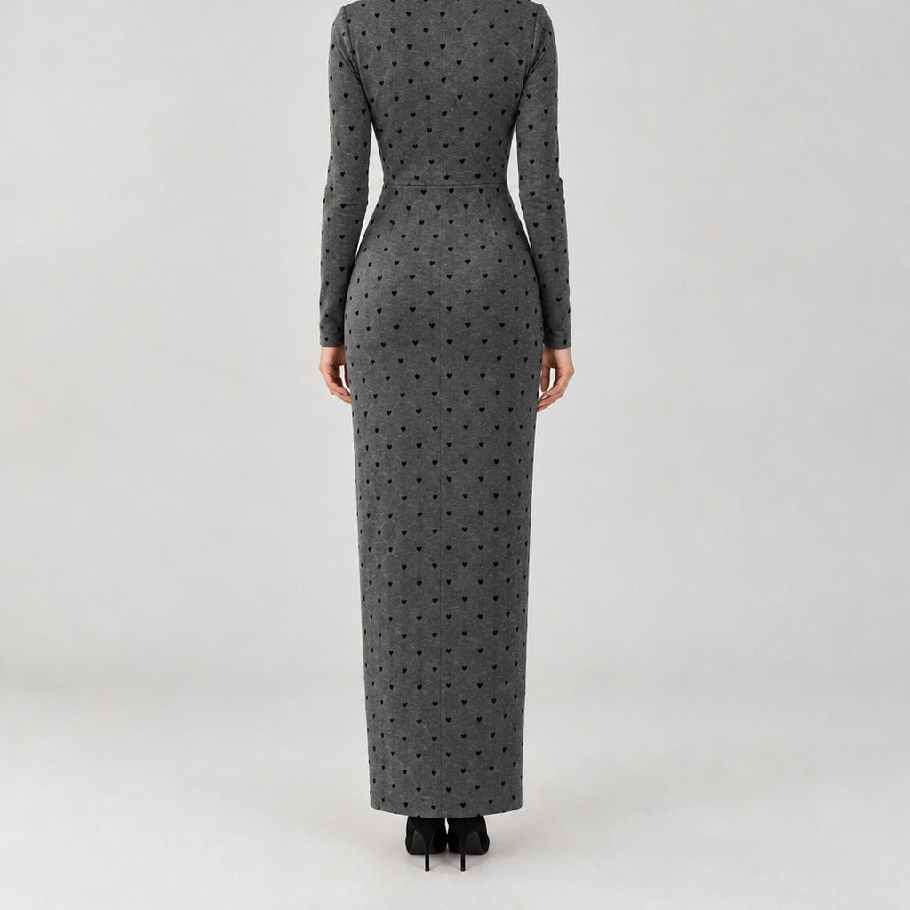 Ursina Heart Print Dress - Lead Product Detail