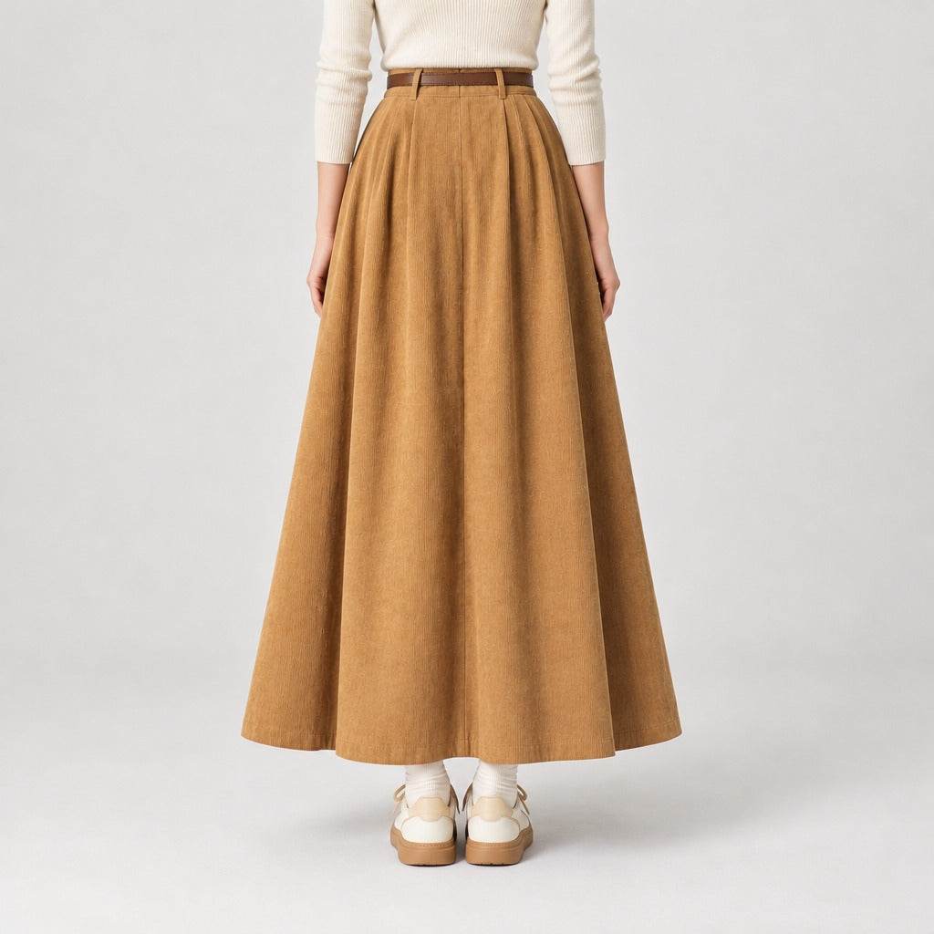 Valborg Corduroy Midi Skirt - Lead Product Detail