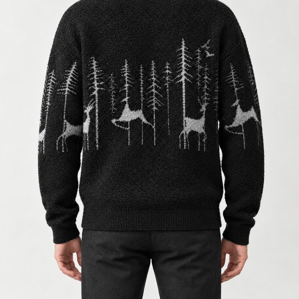Hreinn Deer Motif Sweater - Lead Product Detail