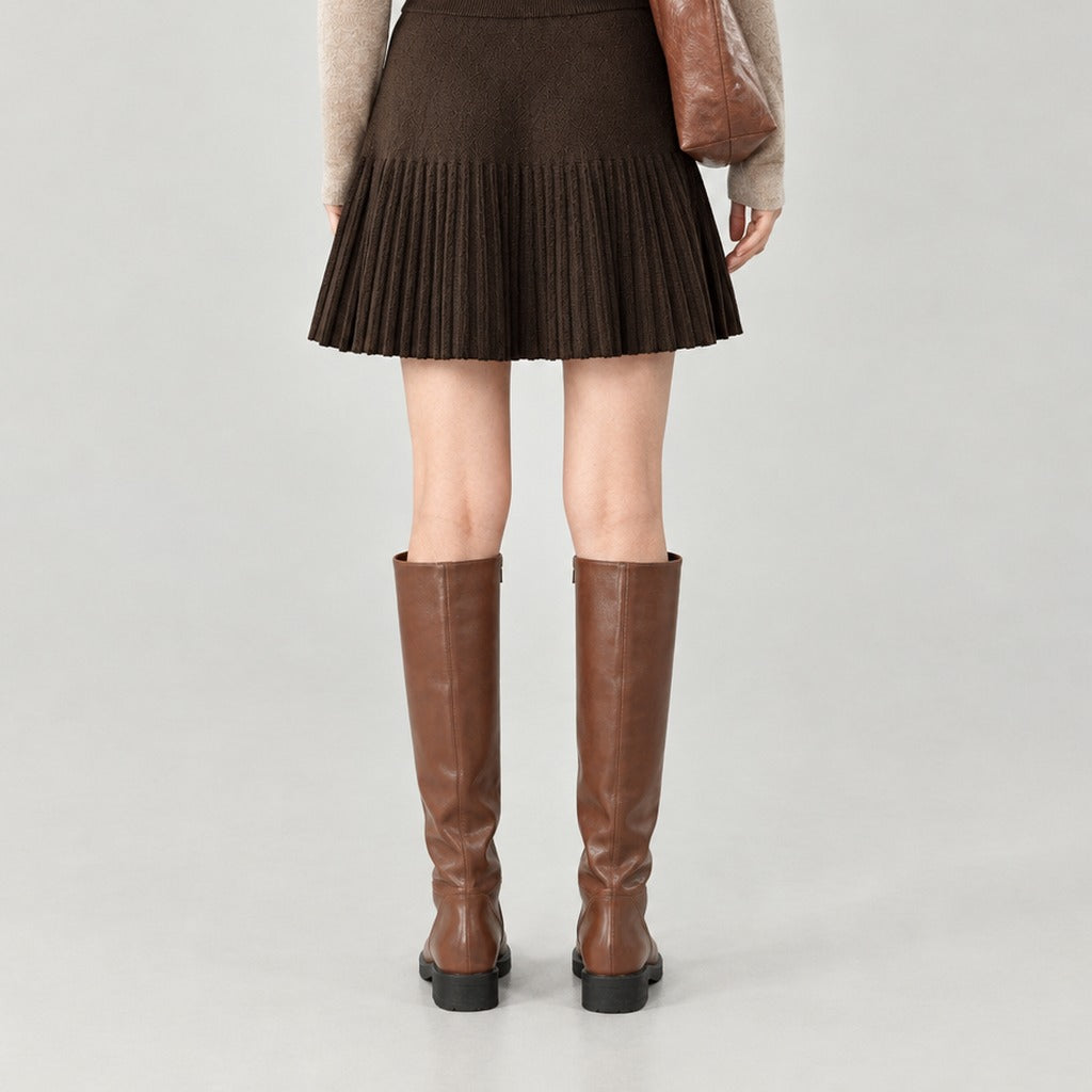 Viveka Pleated Knit Skirt - Lead Product Detail