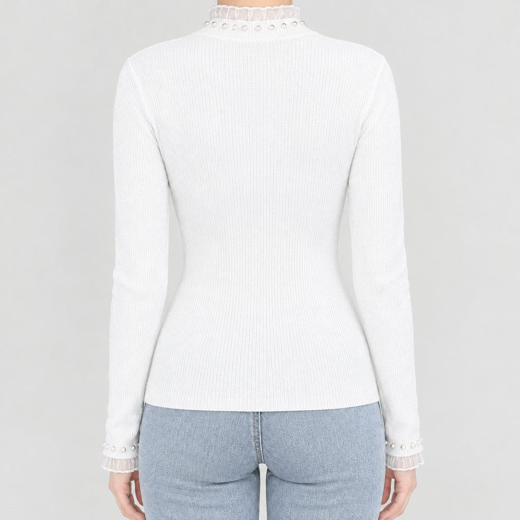 Rose Pearl Trim Sweater - Lead Product Detail