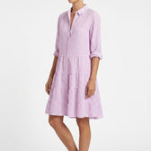 Manon Striped Tiered Shirt Dress - Lilac