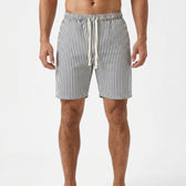 Olivier Seersucker Stripe Shorts - White + Black