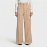 Sabine Pleated Wide Leg Trousers - Beige
