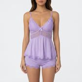 Capucine Lace Trim Cami Set - Purple