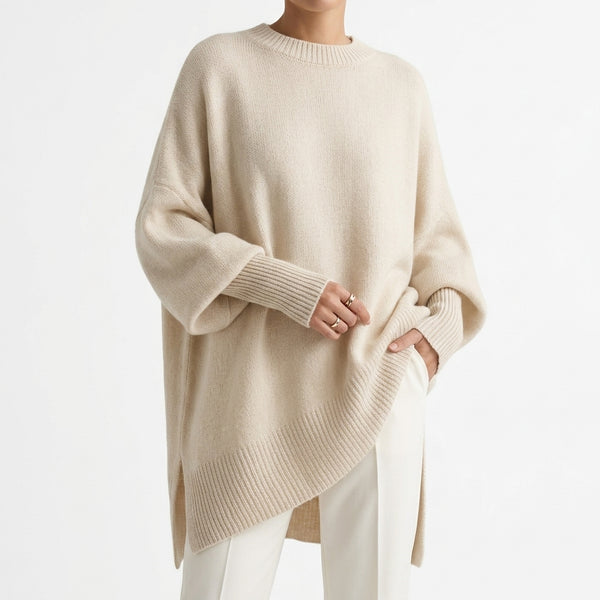 Cinzia Oversized Wool Blend Sweater - Cream