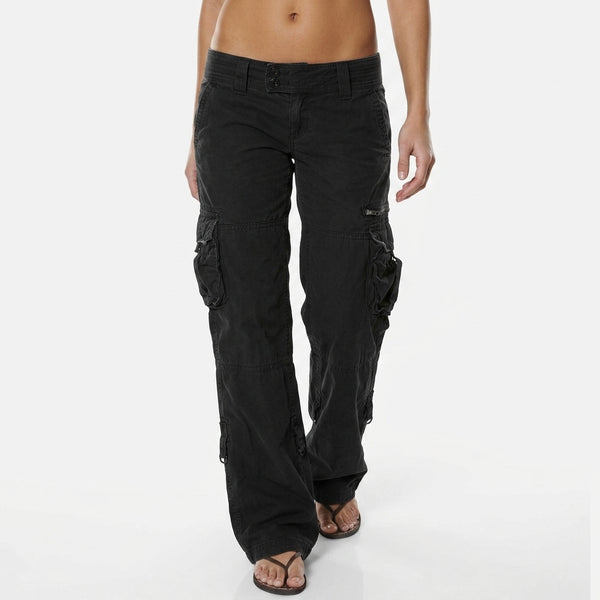 Vittoria Low Rise Cargo Trousers - Black