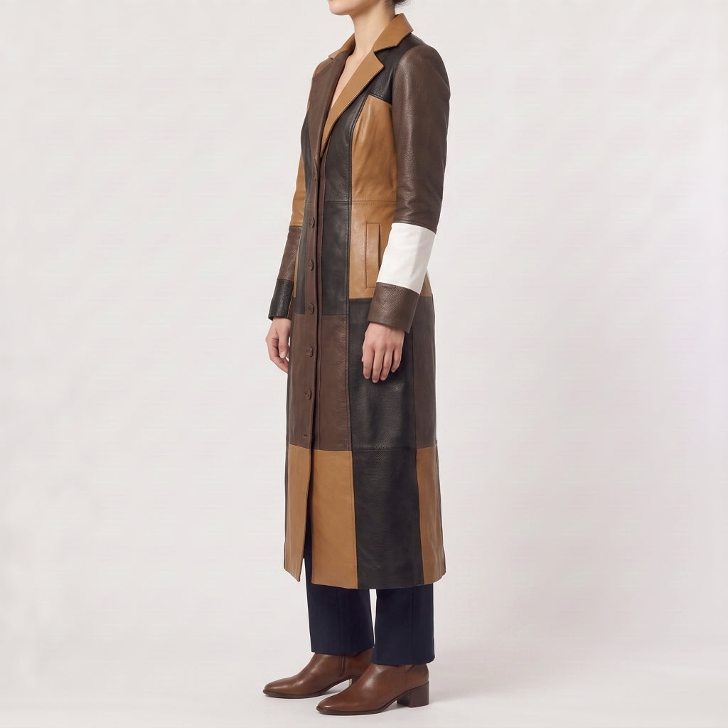 Effie Patchwork Faux Leather Coat