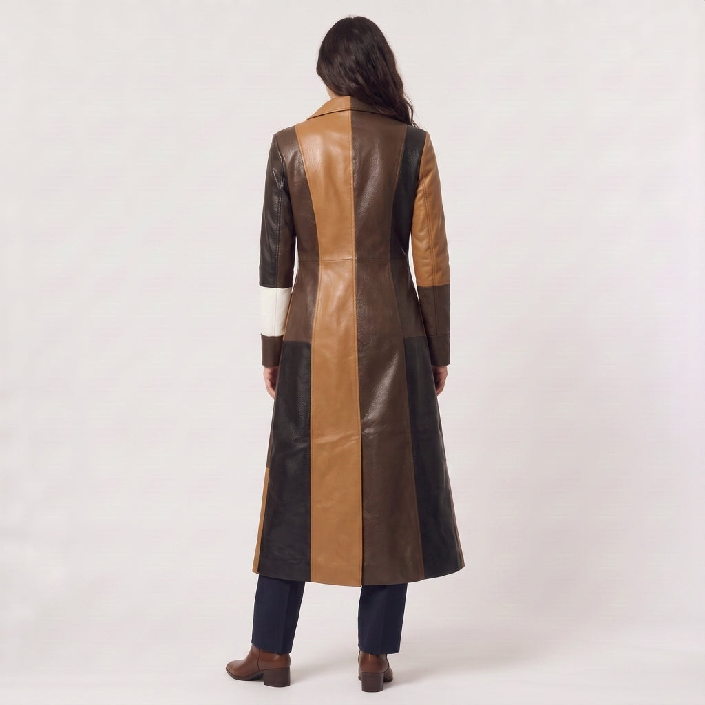 Effie Patchwork Faux Leather Coat