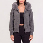 Dagny Faux Fur Cardigan - Grey