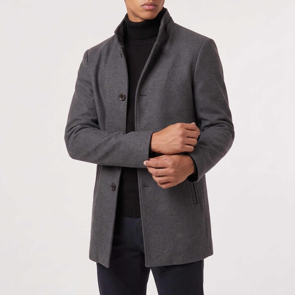 Callum Wool Blend Coat - Charcoal