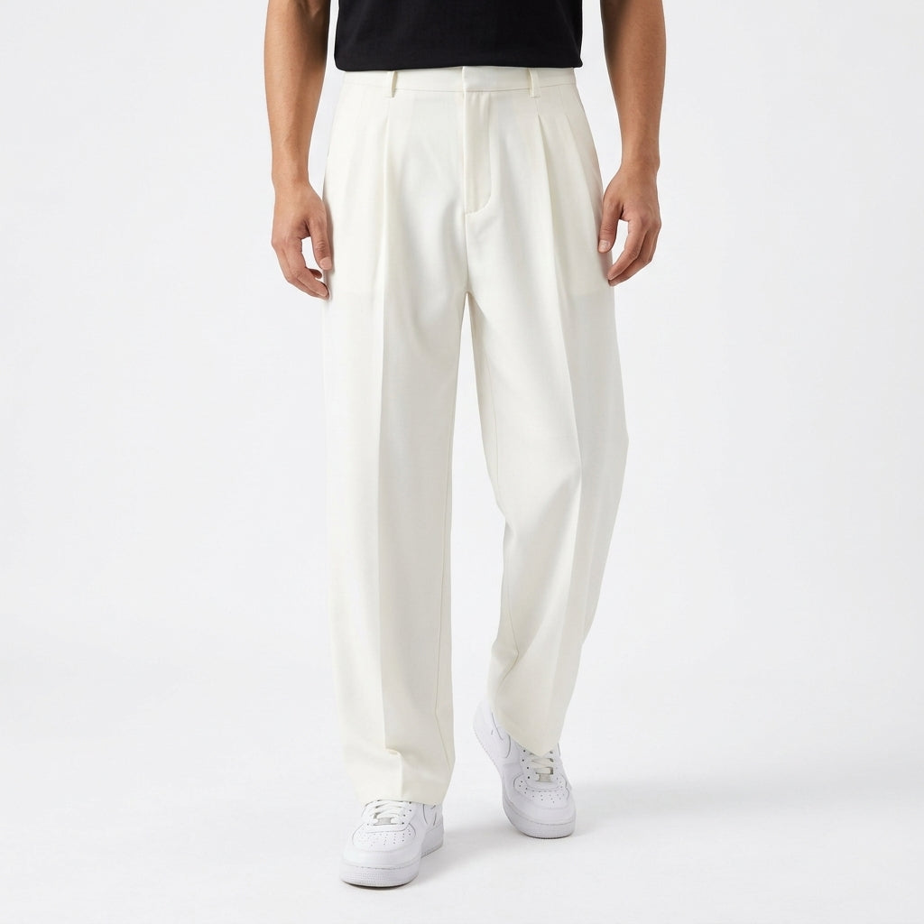 Lachlan Relaxed Pleated Trousers - White
