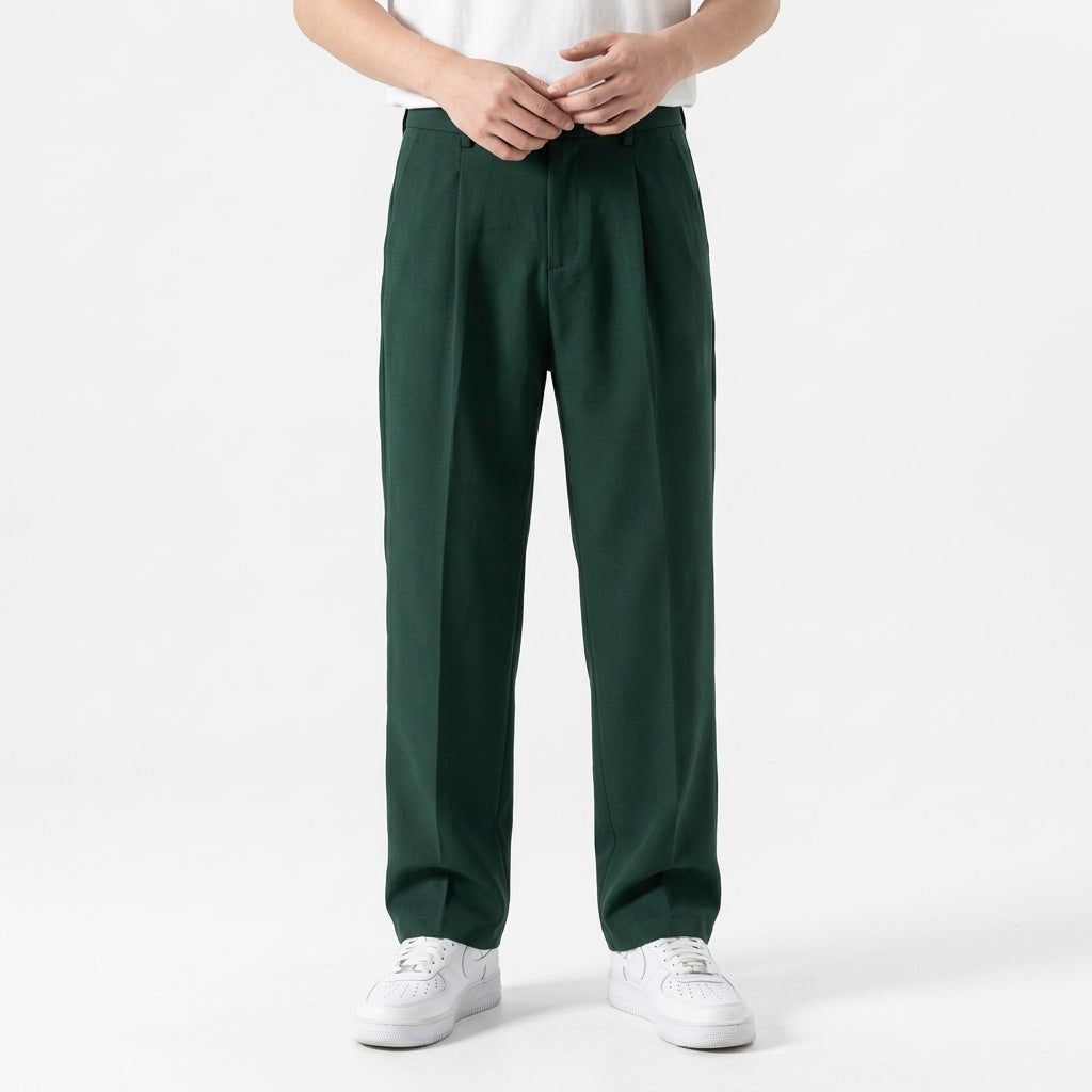 Lachlan Relaxed Pleated Trousers - Green