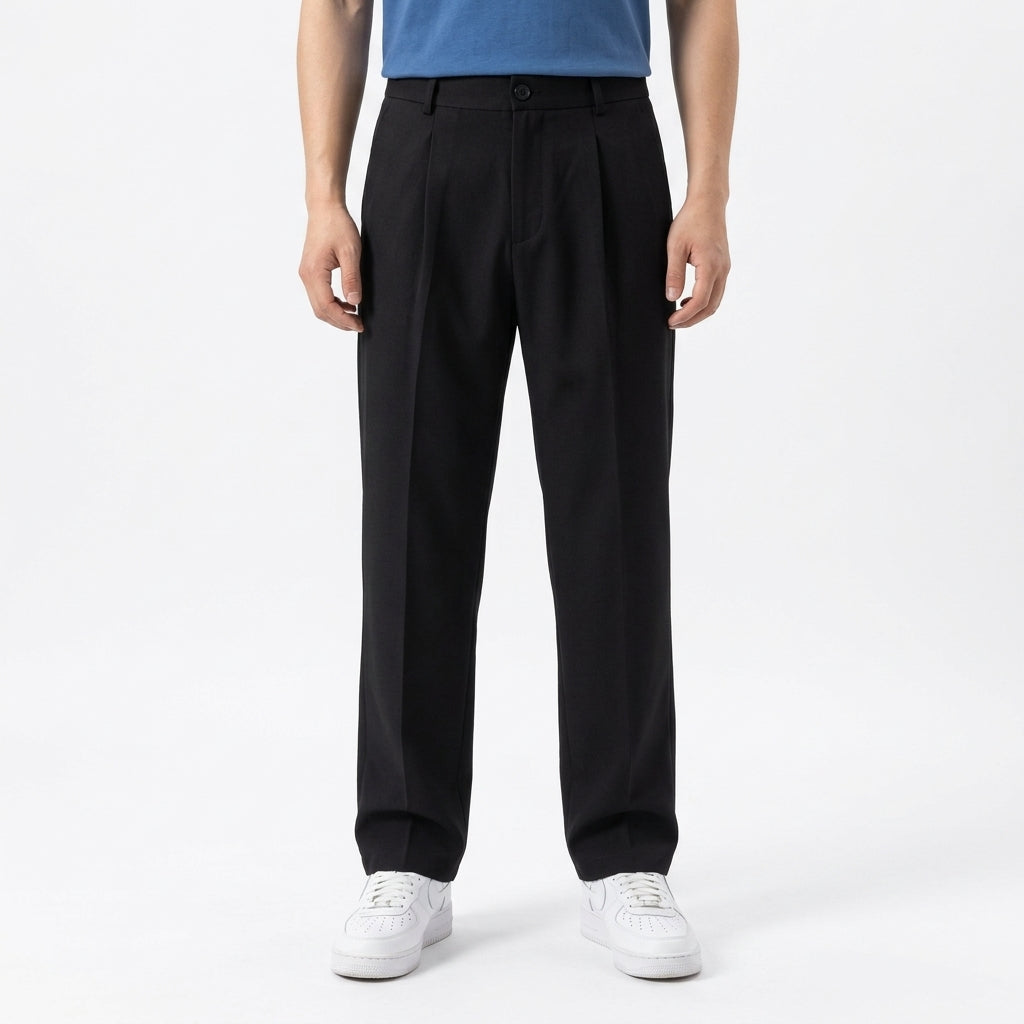 Lachlan Relaxed Pleated Trousers - Black