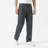 Lachlan Relaxed Pleated Trousers - Grey