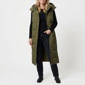 Vanessa Longline Puffer Vest - Olive Green
