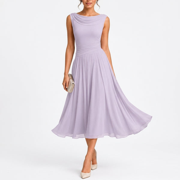 Brigitte Cowl Neck Dress - Purple