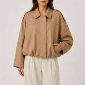 Elke Suede Bomber Jacket - Camel
