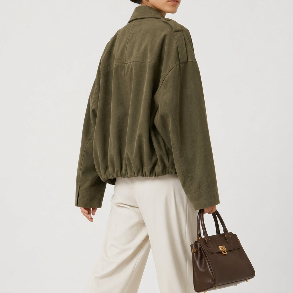 Elke Suede Bomber Jacket