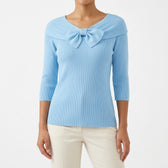 Agnes Bow Neck Sweater - Light Blue
