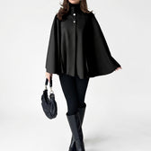 Tilde Stand Collar Cape - Black