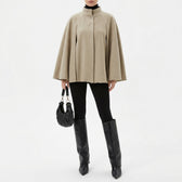 Tilde Stand Collar Cape - Beige