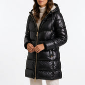 Helga Metallic Puffer Coat - Black