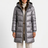 Helga Metallic Puffer Coat - Grey
