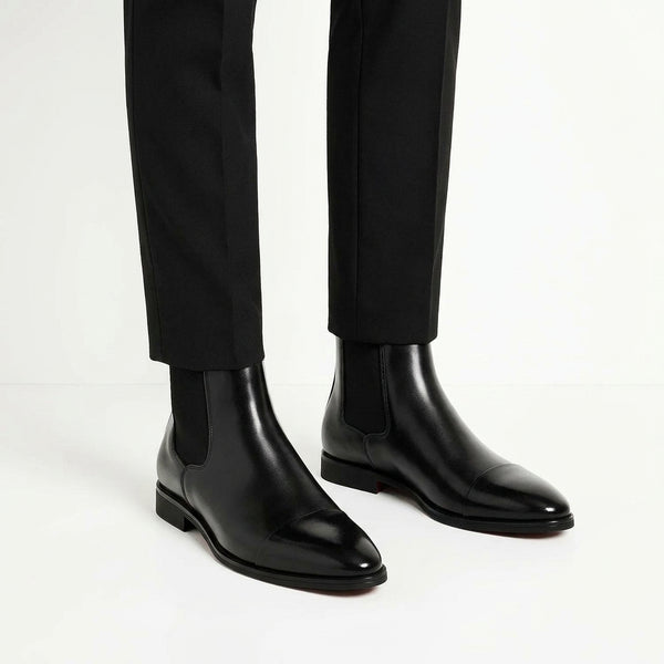 Rufus Cap Toe Chelsea Boots - Black