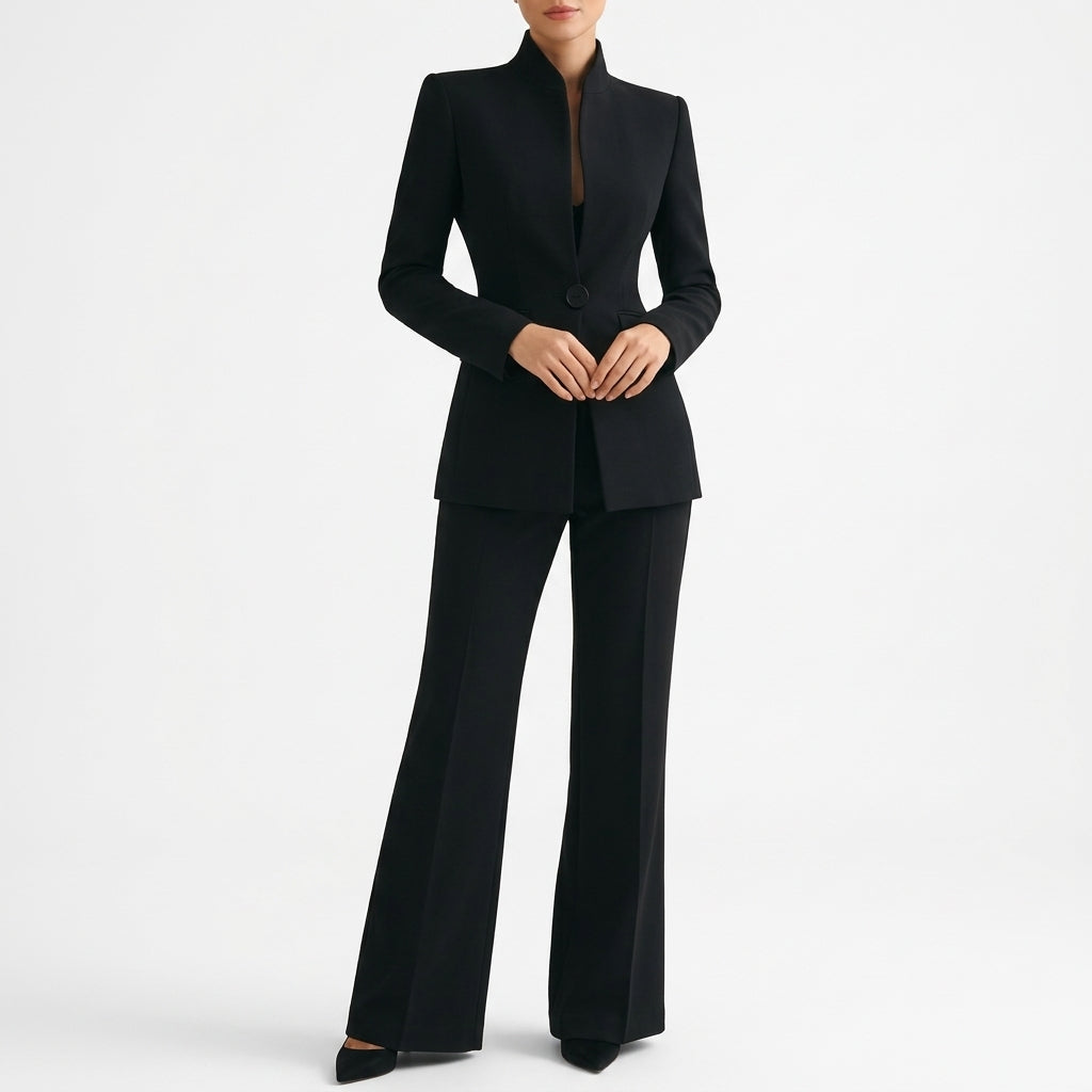 Signe Stand Collar Suit - Black