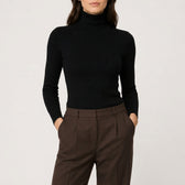 Frida Ribbed Turtleneck - Black