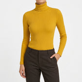Frida Ribbed Turtleneck - Mustard