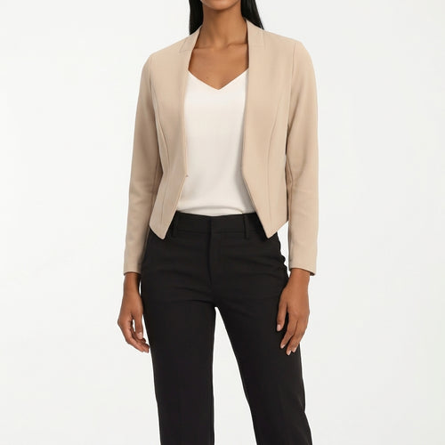 Ada Collarless Blazer - Beige